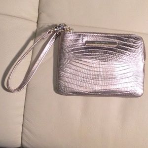 Brahmin gold leather wrist purse